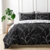 Unyqoos® Luxe driedelige beddengoedset met boomtakpatroon en ritssluiting