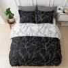 Unyqoos® Luxe driedelige beddengoedset met boomtakpatroon en ritssluiting