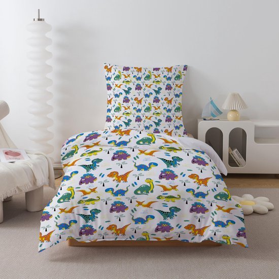 550x550-14832.jpg Unyqoos® Zacht en kleurrijk dinosaurus beddengoed voor kinderen met ritssluiting