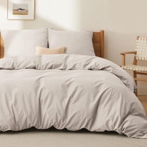Unyqoos® Zachte katoenen beddengoedset met dekbedovertrek en kussenslopen in beige