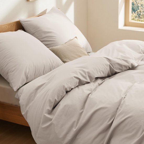 550x550-14848.jpg Unyqoos® Zachte katoenen beddengoedset met dekbedovertrek en kussenslopen in beige