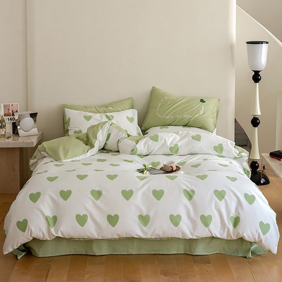 550x550-14850.jpg Unyqoos® Omkeerbaar dekbedovertrek met hartjesmotief en kussensloop voor optimaal slaapcomfort
