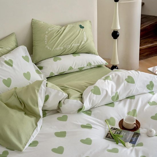 550x550-14851.jpg Unyqoos® Omkeerbaar dekbedovertrek met hartjesmotief en kussensloop voor optimaal slaapcomfort