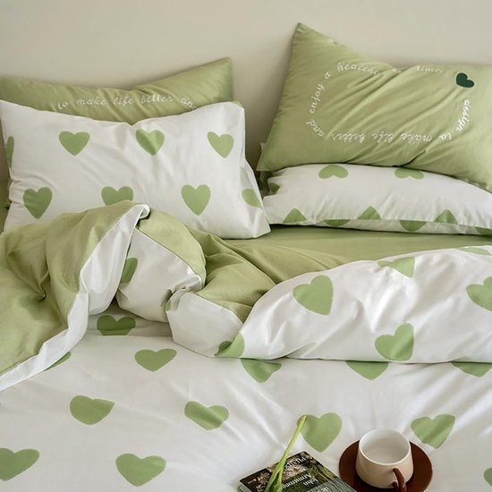 550x550-14853.jpg Unyqoos® Omkeerbaar dekbedovertrek met hartjesmotief en kussensloop voor optimaal slaapcomfort