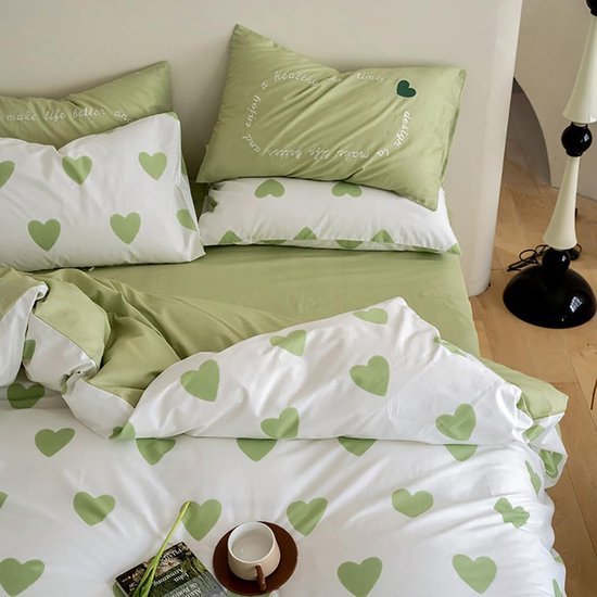 550x550-14855.jpg Unyqoos® Omkeerbaar dekbedovertrek met hartjesmotief en kussensloop voor optimaal slaapcomfort