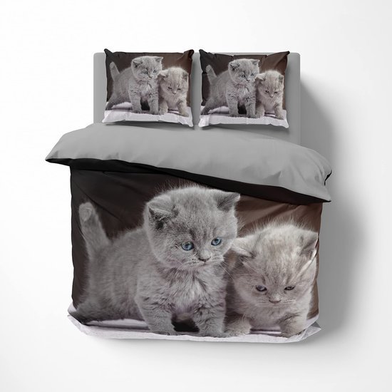 Unyqoos® Betoverende 3D Kitten Beddengoed Set met Dubbelzijdige Patronen en Ritssluiting