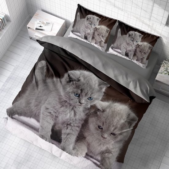 Unyqoos® Betoverende 3D Kitten Beddengoed Set met Dubbelzijdige Patronen en Ritssluiting