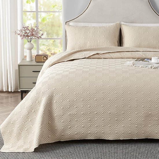 Unyqoos® Luxueuze Microvezel Bedsprei Set van 220x240 cm met Kussenslopen voor Moderne Slaapkamer