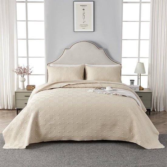 Unyqoos® Luxueuze Microvezel Bedsprei Set van 220x240 cm met Kussenslopen voor Moderne Slaapkamer