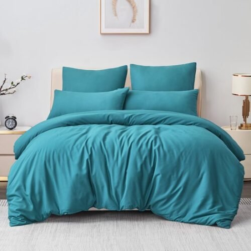 550x550-14889.jpg Unyqoos® Turquoise microvezel beddengoedset 200x200 cm met ritssluiting en kussenslopen