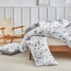 Unyqoos® Dekbedovertrekset met botanisch patroon en kussenslopen in wit en grijs