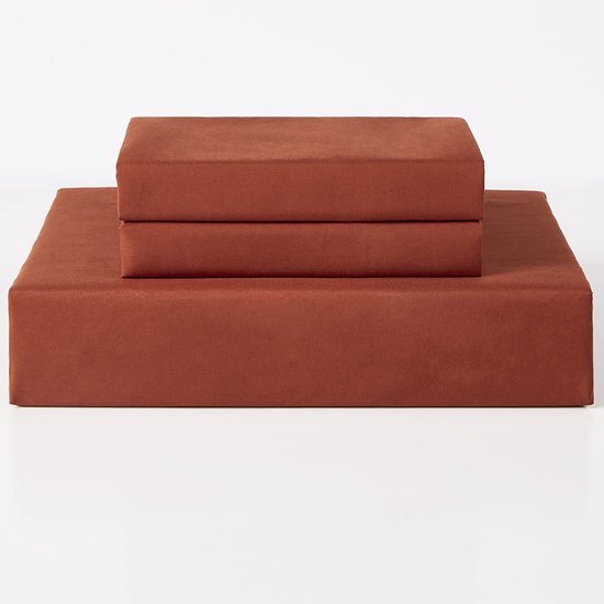 Unyqoos® Terracotta Luxe Microvezel Beddengoedset met Ritssluiting en Effen Design voor Comfort