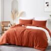 Unyqoos® Terracotta Luxe Microvezel Beddengoedset met Ritssluiting en Effen Design voor Comfort
