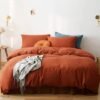 Unyqoos® Terracotta Luxe Microvezel Beddengoedset met Ritssluiting en Effen Design voor Comfort