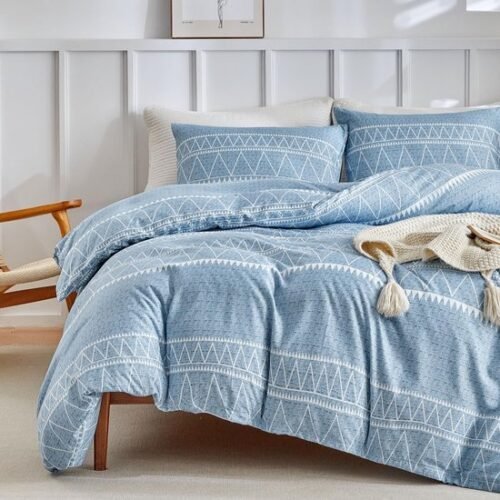 Unyqoos® Bohemien Stijl Dekbedovertrekset 200x200 cm met Kussenslopen in Blauw Microvezel
