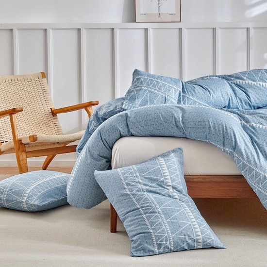 Unyqoos® Bohemien Stijl Dekbedovertrekset 200x200 cm met Kussenslopen in Blauw Microvezel