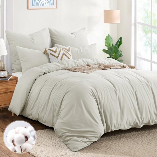 Unyqoos® Ademend katoenen beddengoed 220x240 cm met ritssluiting en hoekbanden