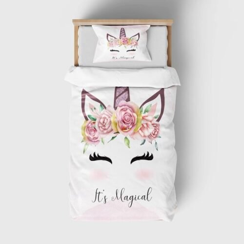 Unyqoos® Beddengoedset voor Kinderen met Eenhoornprint - Zachte en Ademende Microvezel, 2-delig, 135 x 200 cm
