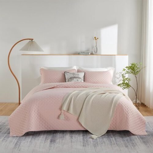 Unyqoos® Zachte en Lichte Microvezel Sprei voor Alle Seizoenen met Kussenslopen, Roze, 200 x 220 cm