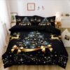550x550-14976.jpg Unyqoos® Warme microvezel kerstbeddengoedset in zwart-goud met ritssluiting
