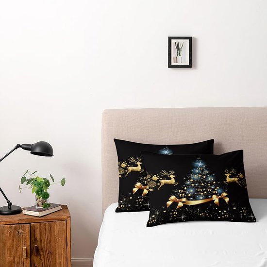550x550-14980.jpg Unyqoos® Warme microvezel kerstbeddengoedset in zwart-goud met ritssluiting