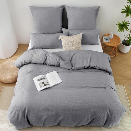Unyqoos® Dekbedovertrekset met Gestreept Design van 200 x 200 cm in Donkerblauw Katoen