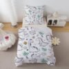 Unyqoos® Kleurrijke en Zachte Kinderbeddengoedset met Dinosaurusmotief voor Jongens