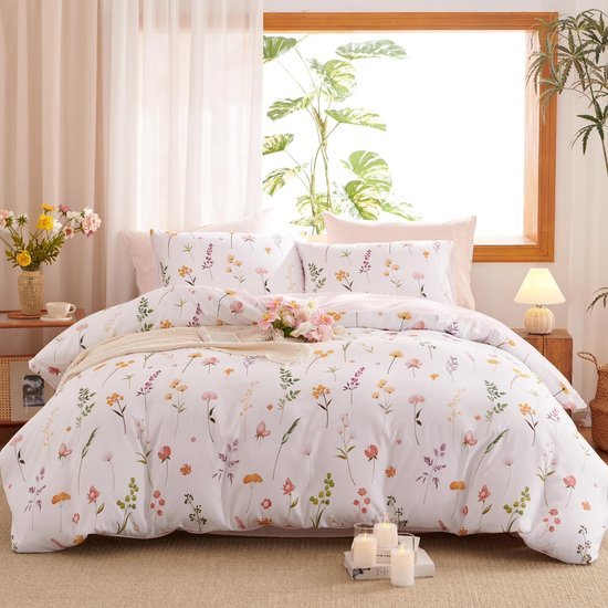 Unyqoos® Omkeerbaar beddengoed met bloemenpatroon en ritssluiting voor ultiem comfort