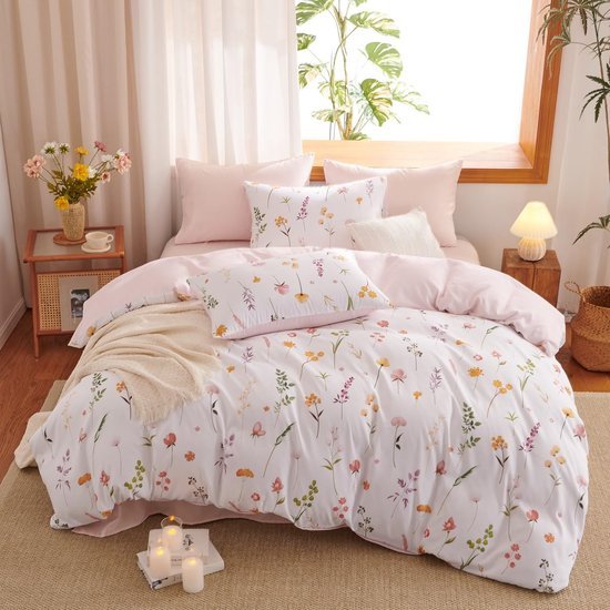 Unyqoos® Omkeerbaar beddengoed met bloemenpatroon en ritssluiting voor ultiem comfort
