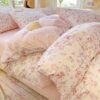 550x550-15047.jpg Unyqoos® Roze Bloemenpatroon Beddengoedset van Microvezel met Omkeerbaar Dekbedovertrek
