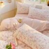 550x550-15048.jpg Unyqoos® Roze Bloemenpatroon Beddengoedset van Microvezel met Omkeerbaar Dekbedovertrek
