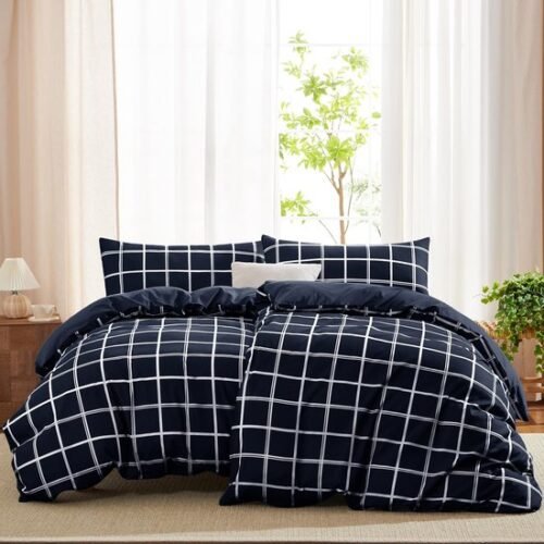 Unyqoos® Elegante en ademende beddengoedset voor alle seizoenen met ruitpatroon