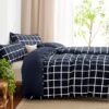 Unyqoos® Elegante en ademende beddengoedset voor alle seizoenen met ruitpatroon