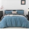 Unyqoos® Ademende katoenen beddengoedset marineblauw met kussensloop en ritssluiting