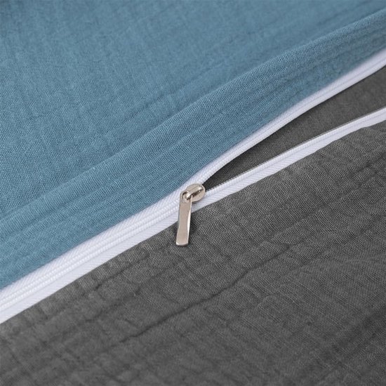 Unyqoos® Ademende katoenen beddengoedset marineblauw met kussensloop en ritssluiting