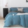 Unyqoos® Ademende katoenen beddengoedset marineblauw met kussensloop en ritssluiting