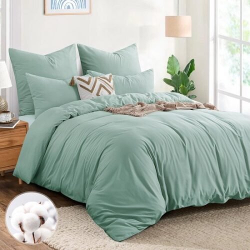 Unyqoos® Ademend katoenen dekbedovertrek met ritssluiting en kussenslopen