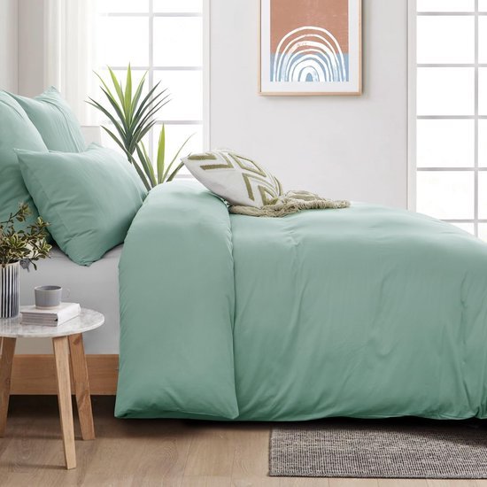 Unyqoos® Ademend katoenen dekbedovertrek met ritssluiting en kussenslopen