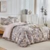 Unyqoos® Elegante grijze bloemenprint dekbedovertrekset met microvezel en rits