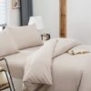 Unyqoos® Beige microvezel beddengoedset met kussenslopen en ritssluiting