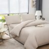 Unyqoos® Beige microvezel beddengoedset met kussenslopen en ritssluiting