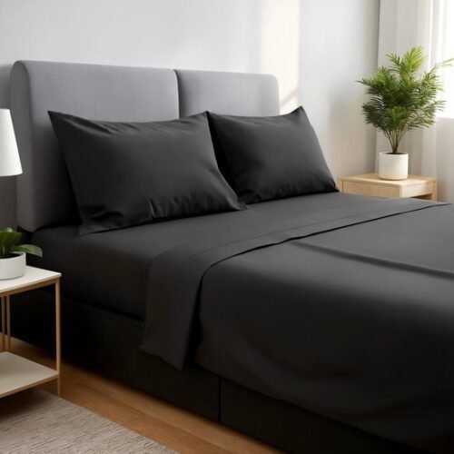 Unyqoos® Elegante en comfortabele 4-delige beddenset van microvezel polyester in zwart