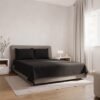 Unyqoos® Elegante en comfortabele 4-delige beddenset van microvezel polyester in zwart