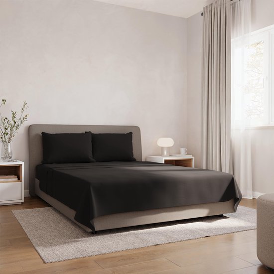 Unyqoos® Elegante en comfortabele 4-delige beddenset van microvezel polyester in zwart