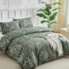Unyqoos® Elegant Olijfgroen Beddengoedset van Microvezel met Saliepatroon en Ritssluiting