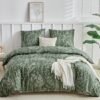 Unyqoos® Elegant Olijfgroen Beddengoedset van Microvezel met Saliepatroon en Ritssluiting