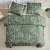 Unyqoos® Elegant Olijfgroen Beddengoedset van Microvezel met Saliepatroon en Ritssluiting