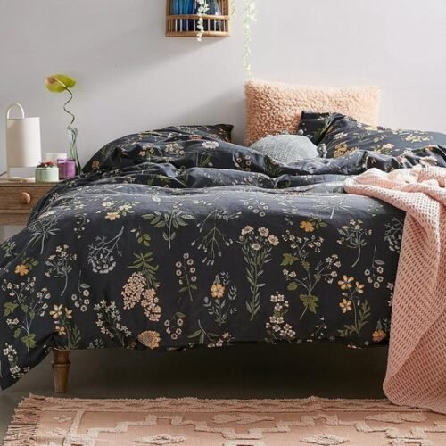 Unyqoos® Elegante microvezel beddengoedset met bloemenpatroon en ritssluiting