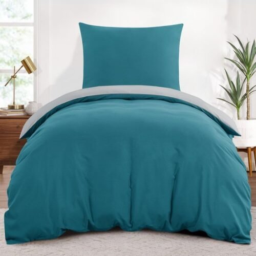 550x550-15332.jpg Unyqoos® Omkeerbaar dekbedovertrek met kussensloop in eendenblauwgrijze tinten