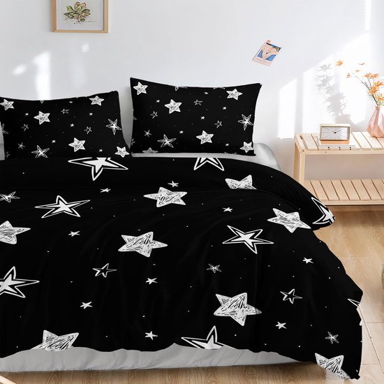 Unyqoos® Comfortabele beddengoedset met sterrenpatroon voor alle leeftijden, 220x230 cm